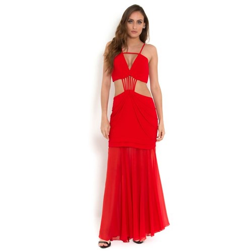 Vestido Camila Longo Recortado Pynablu - Vermelho