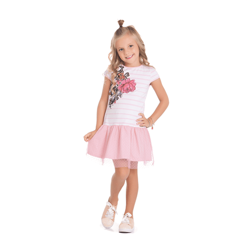 Vestido Cata-Vento Infantil Bailarina Rosa Claro 06