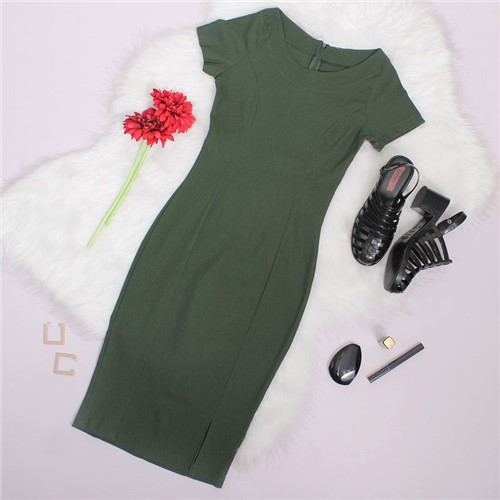 Vestido Curto Verde com Fenda