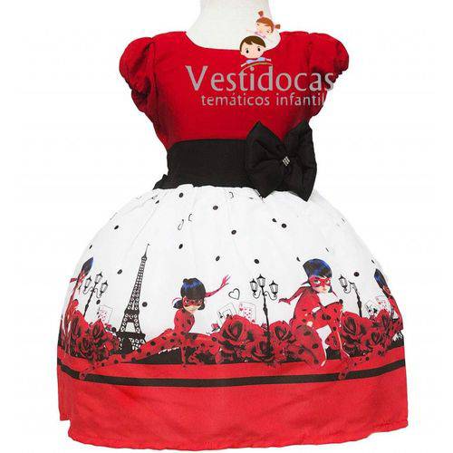 Vestido de Festa Infantil Fantasia Ladybug Lady Bug