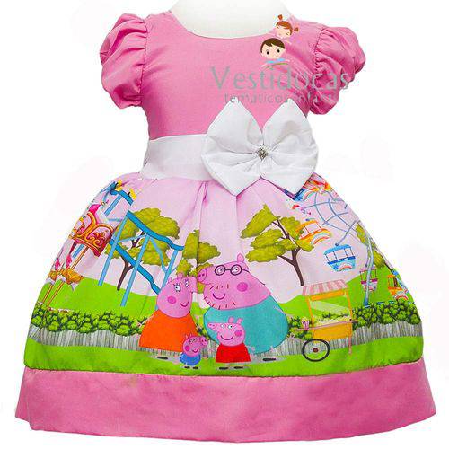 Vestido de Festa Infantil Fantasia Peppa Pig Peppa