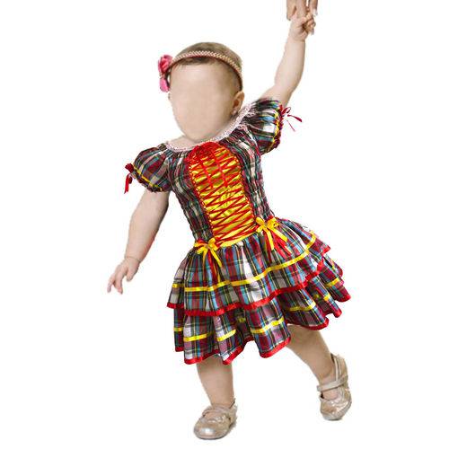 Vestido de Festa Junina Caipira para Bebê Xadrez