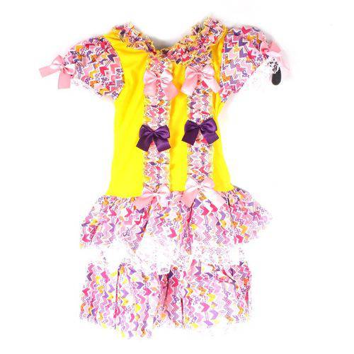 Vestido de Festa Junina Infantil com Laços e Rendas Fru Fru