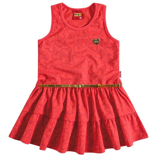 Vestido de Menina com Cinto Corações Vermelho - Kyly 1
