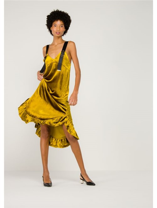 Vestido de Veludo Florence Amarelo Mostarda 8 Uk