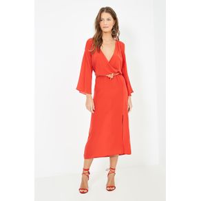 Vestido Decote Seda - Vermelho - 36