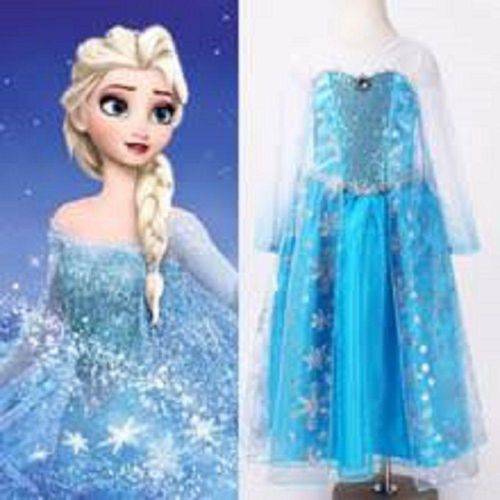 Vestido Elsa Rainha da Neve Frozen Azul Claro com Capa