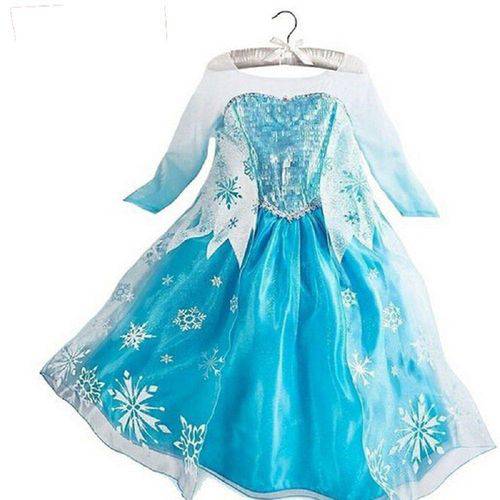Vestido Elsa Rainha da Neve Frozen Azul Claro