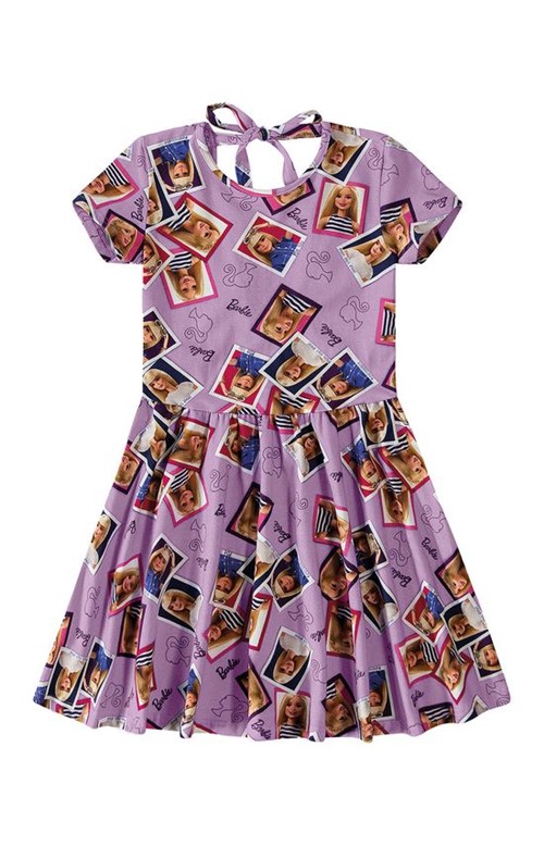 Vestido Evasê Barbie® Decote Costas Menina Malwee Kids Lilás - 10