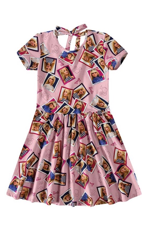 Vestido Evasê Barbie® Decote Costas Menina Malwee Kids Rosa Claro - 8