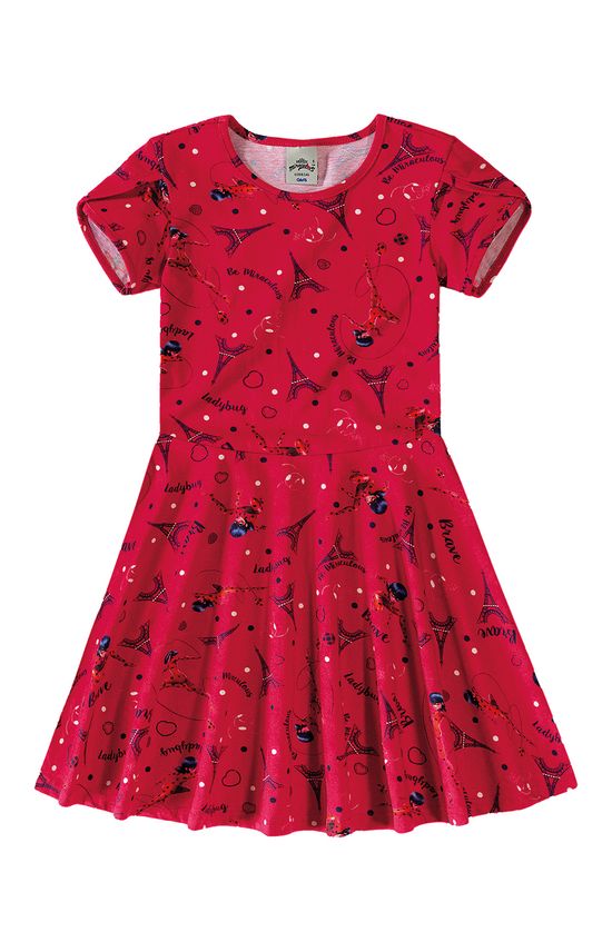 Vestido Evasê Ladybug® Menina Malwee Kids Rosa Escuro - 10