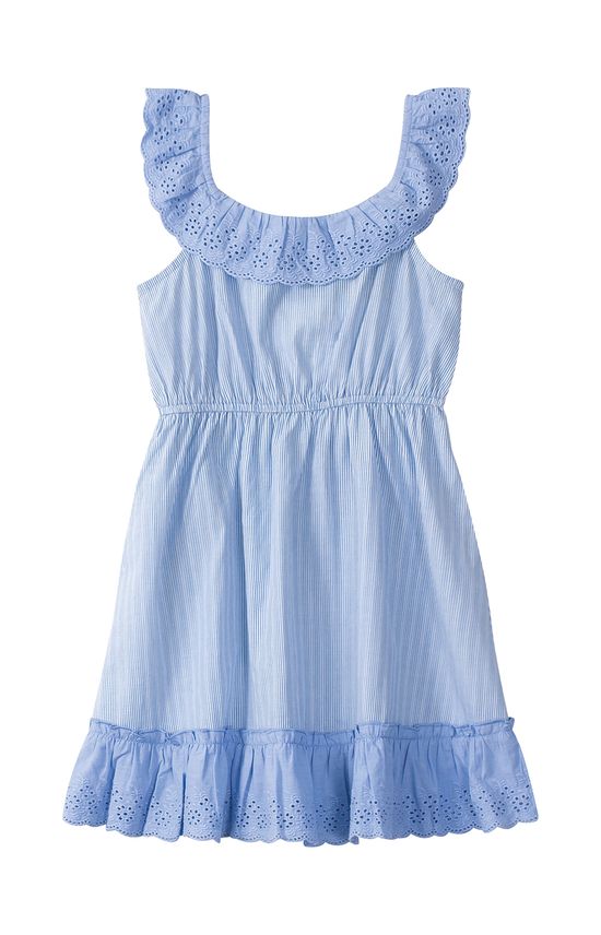 Vestido Evasê Tricoline Fio Tinto Menina Malwee Kids Azul Claro - 1