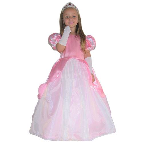 Vestido Fantasia Princesa Ariel Rosa Luxo Infantil e Luva