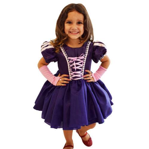 Vestido Festa Fantasia Princesa Rapunzel Cute Infantil