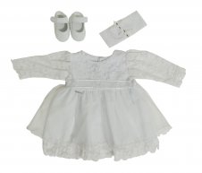 Vestido Infantil Branco com Laço e Sapatinho | Doremi Bebê