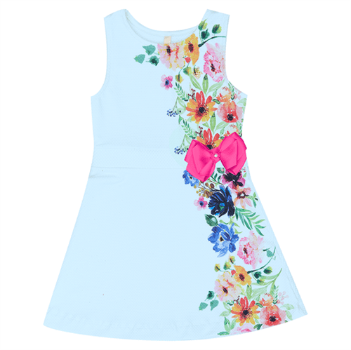 Vestido Infantil Cata-Vento Flores Azul 04