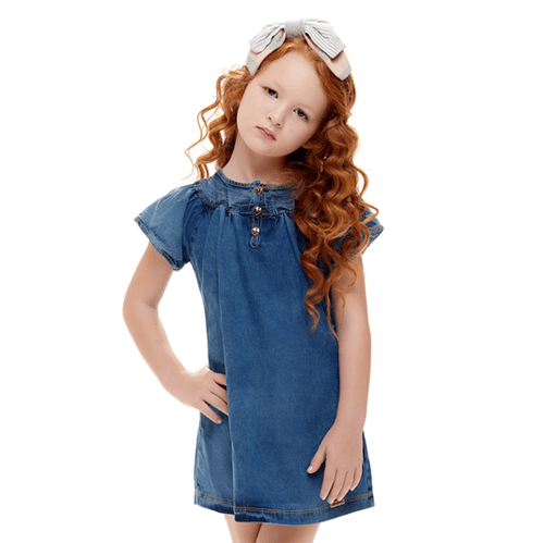 Vestido Infantil Cata-Vento Jeans Médio 04