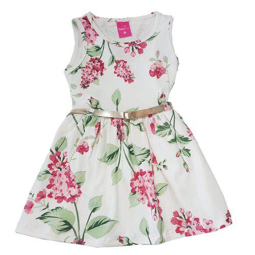 Vestido Infantil Cotton Tmx Floral Marfim