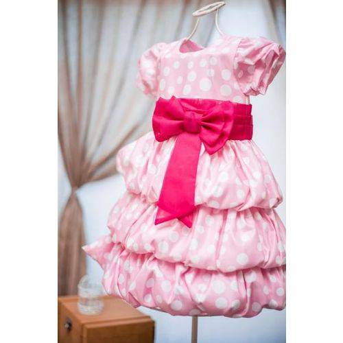 Vestido Infantil Minnie Rosa Balonê