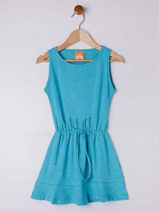 Vestido Infantil para Menina - Azul/off White