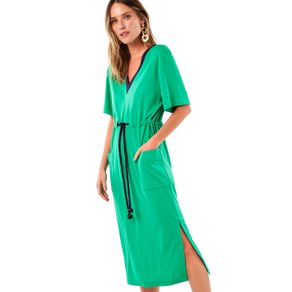 Vestido Jersey Detalhe Amarração Verde Bonfim - P