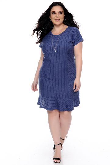Vestido Listras Azul Plus Size 5601-50