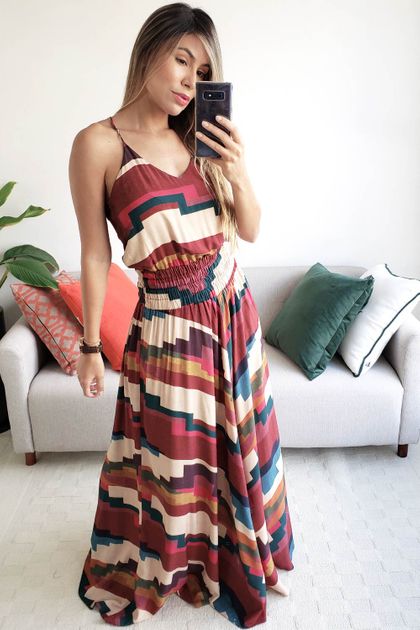 Vestido Longo Dress To Estampa Nazca - Multicolorido