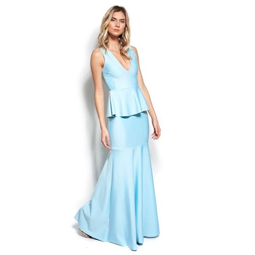 Vestido Luxure Longo Sereia com Peplum Jodri - Azul/candy Colors