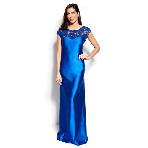 Vestido Meghan Longo em Tafetá e Renda Martha Medeiros - Azul Royal
