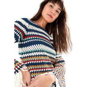 Vestido Ml Crochet Multicolorido - P