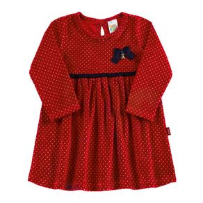 Vestido Poa Vermelho Bebê Menina Plush 38515-1081 Vestido Vermelho Bebê Menina Plush Ref:38515-1081-G