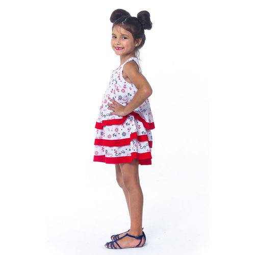 Vestido Regata Infantil Vermelho Navy - Tamanho 3