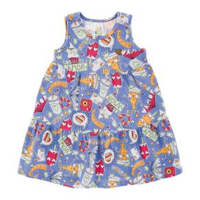 Vestido Rotativo Azul Bebê Menina Cotton 39108-245 Vestido Azul Bebê Menina Cotton Ref:39108-245-G