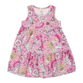 Vestido Rotativo Chiclete Bebê Menina Cotton 39108-5 Vestido Rosa Bebê Menina Cotton Ref:39108-5-G