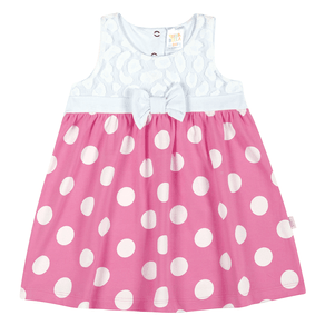 Vestido Rotativo Chiclete - Bebê Menina -Cotton Vestido Rosa - Bebê Menina - Cotton - Ref:33110-5-M