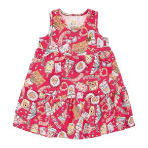 Vestido Rotativo Coral Bebê Menina Cotton 39108-294 Vestido Vermelho Bebê Menina Cotton Ref:39108-294-G