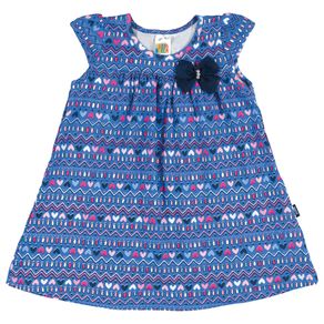 Vestido Rotativo Royal Bebê Menina Cotton 36108-516 Vestido Azul Bebê Menina Cotton Ref:36108-516-G