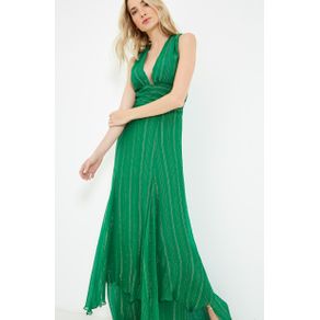Vestido Seda Pala Lurex Verde - 38