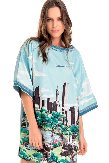 Vestido T-shirt Myft com Jeans Central Park - Azul