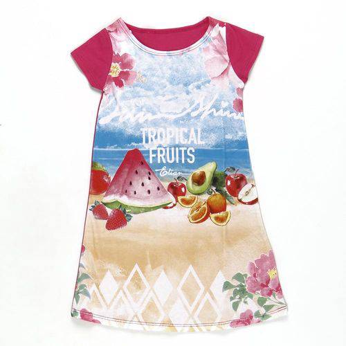 Vestido Tropical Fruits Pink - Elian