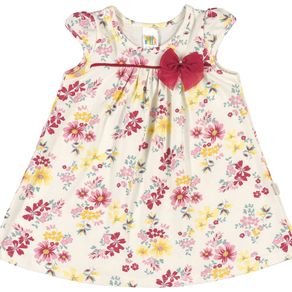 Vestidos Rotativo Natural Bebê Menina Cotton Ref:37503-293 Vestidos Branco Bebê Menina Cotton Ref:37503-293-M