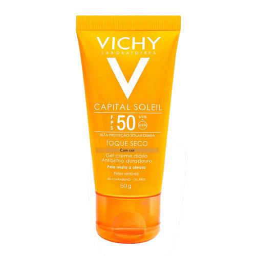 Vichy Capital Soleil Gel Creme Toque Seco FPS50 com Cor 50g
