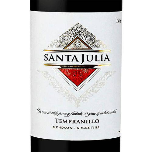Vinho Argentino Tinto Tempranillo SANTA JULIA Garrafa 750ml