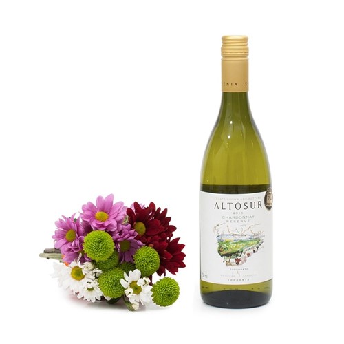 Vinho Branco Altosur Chardonnay + Buquê Flores do Campo PP