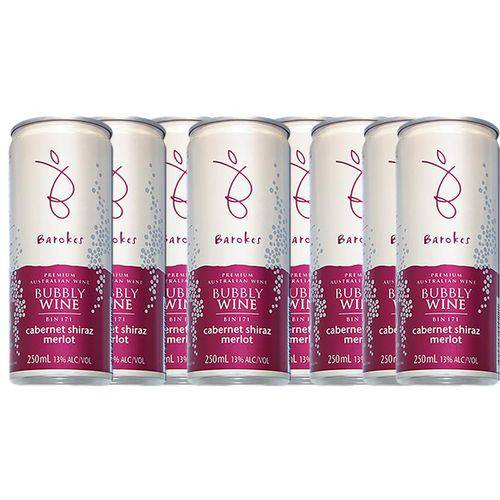 Vinho Tinto Seco Frisante Premium Australiano Barokes Pack 8 Latas de 250 Ml