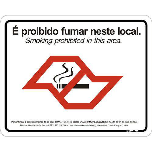 Vinil Adesivo Proibido Fumar Lei Estadua - 480SP - SINALIZE