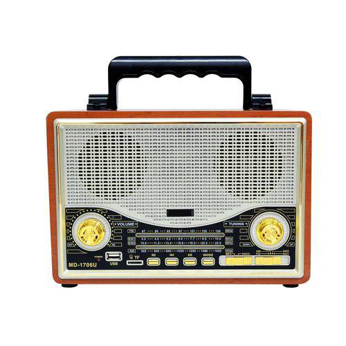 Vintage Rádio Retro Am Fm Sw Bluetoooth Recarregavel USB Mp3 EL-1706