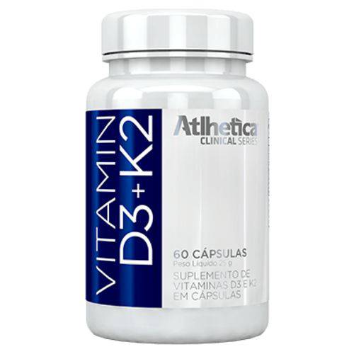 Vitamin D3 + K2 60 Cápsulas Absorção de Cálcio - Atlhetica