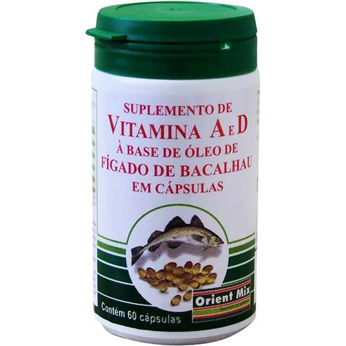 Vitamina a e D - Base de Óleo de Fígado de Bacalhau - 60 Cápsulas - Orient Mix