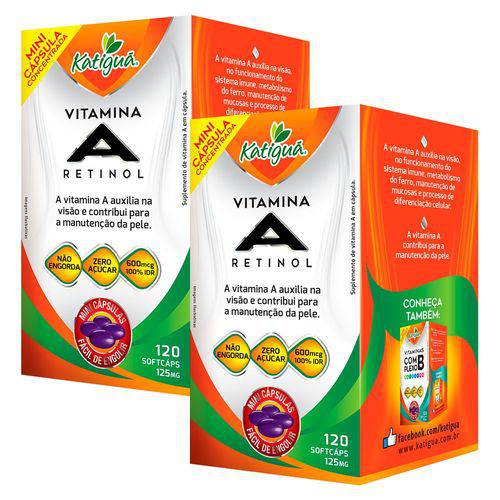 Vitamina a Retinol - 2 Un de 120 Cápsulas - Katigua